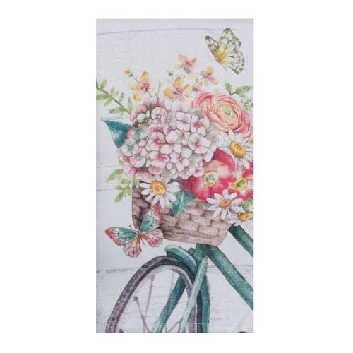 Paño de cocina de doble uso con diseño floral de bicicleta