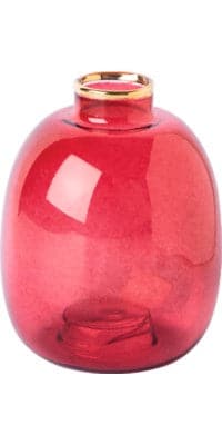 Red Glass Vase Gold Rim
