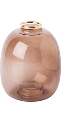 Brown Glass Vase Gold Rim