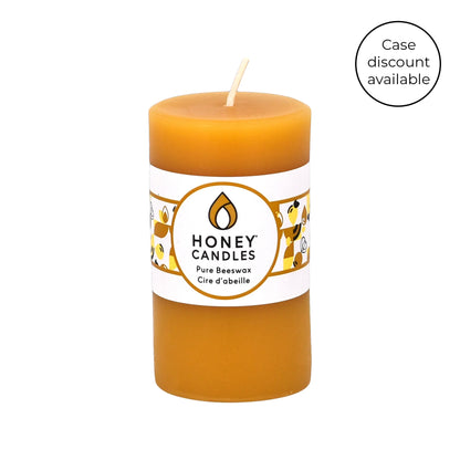 Small Round Natural Beeswax Pillar Candles