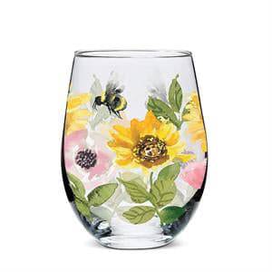 Sunflowers & Bees Stemless Wine Glass Treasures of my HeART