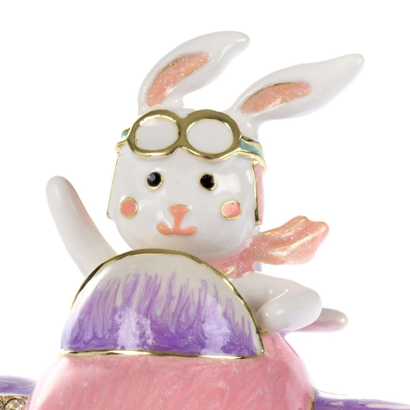 Bunny flying a pink plane trinket box | Treasures of my HeART