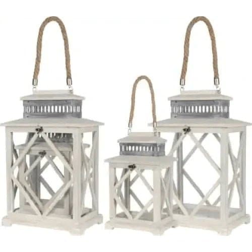 Whitewashed Coastal Lantern Set - Treasures of my HeART