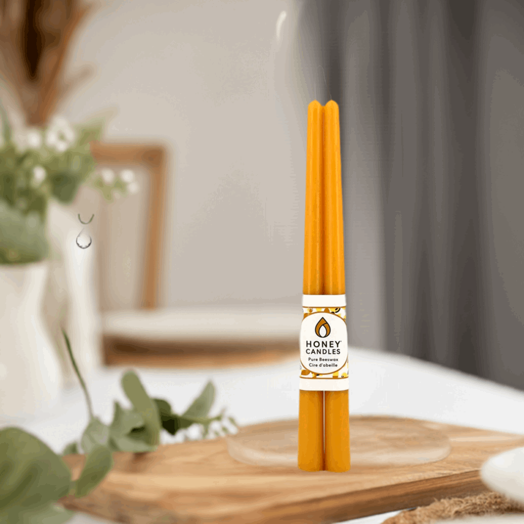 12 Inch Natural Beeswax Taper Candle Set of 2