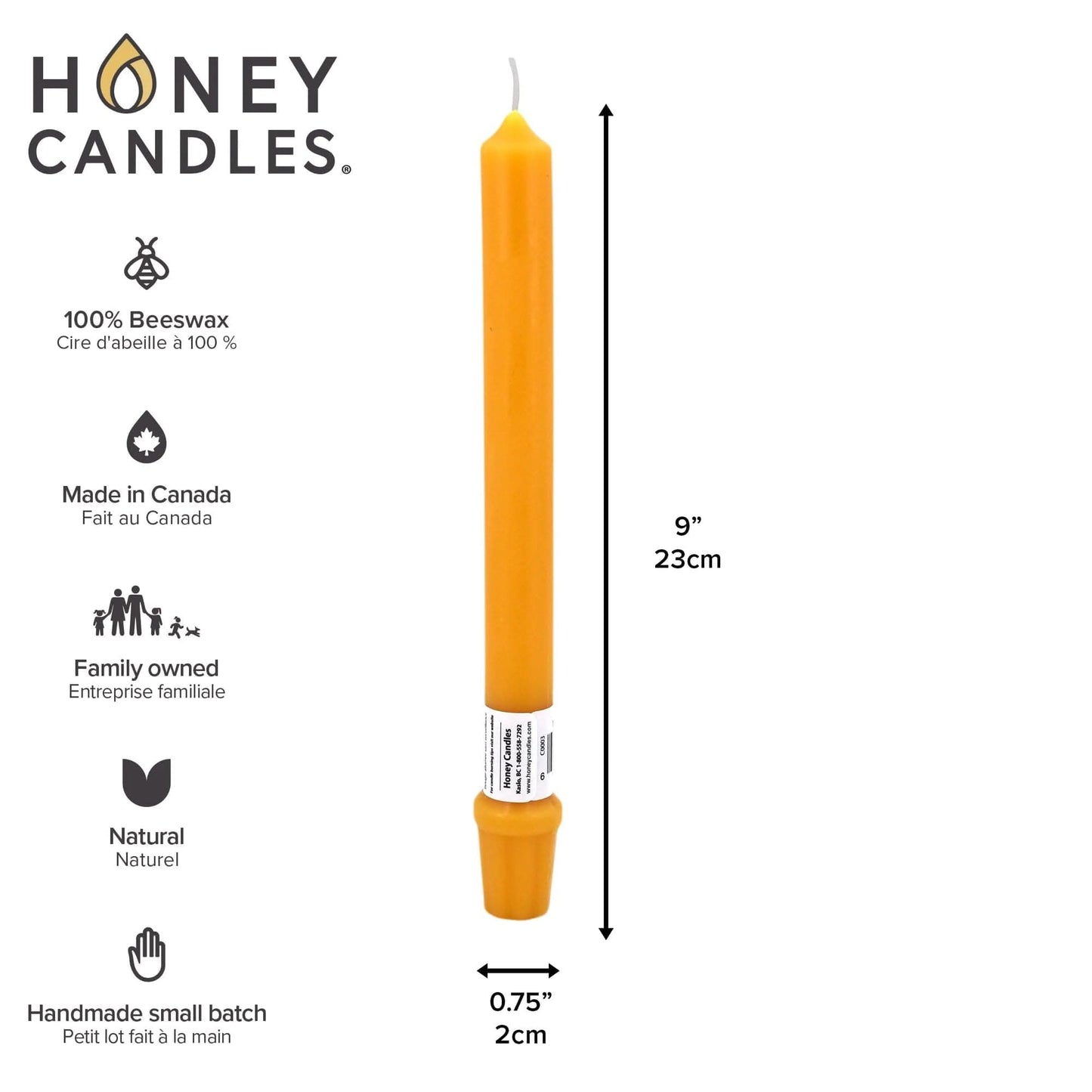 9 Inch Natural Beeswax Base Candlesticks Treasures of my HeART