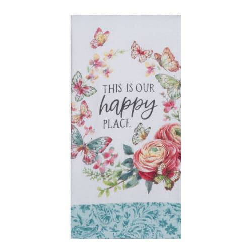 Happy Place Wreath Dual Purpose Tea Towel - Treasures of my HeART