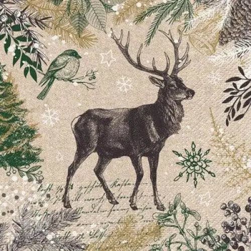 Lunch napkins - Deer with greens Napkins-Treasures of my HeART