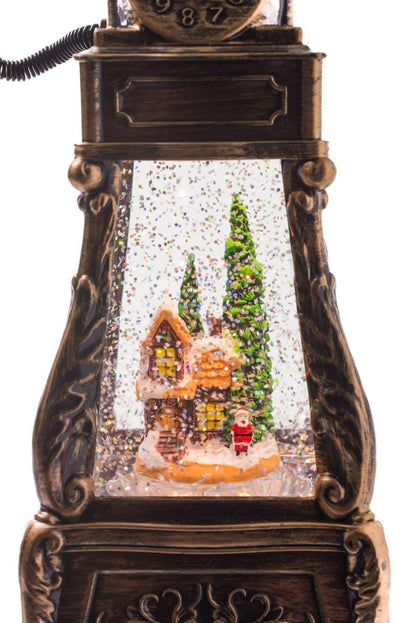 BROWN ANTIQUE PHONE LED SNOW GLOBE WITH CHRISTMAS VILLAGE FIGURINE Treasures of my HeART