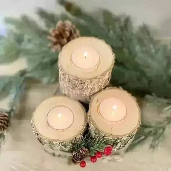 Black Walnut Tea Light Trio With Fraser Fir Scented Candles - Treasures of my HeART