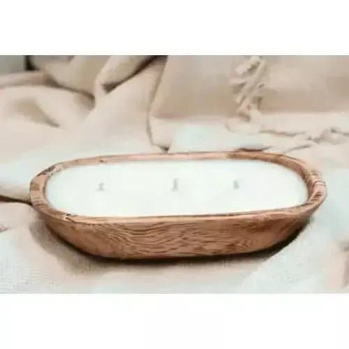3 Wick Natural Wood Dough Bowl Candle - Unscented - Treasures of my HeART