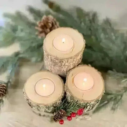 Black Walnut Tea Light Trio With Fraser Fir Scented Candles | Treasures of my HeART