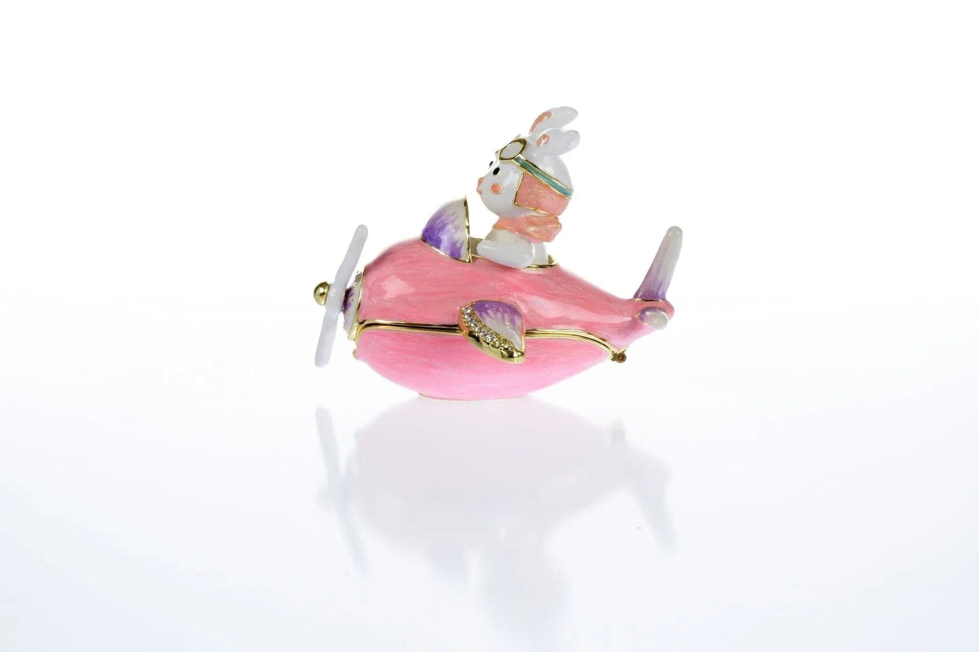 Bunny flying a pink plane trinket box | Treasures of my HeART