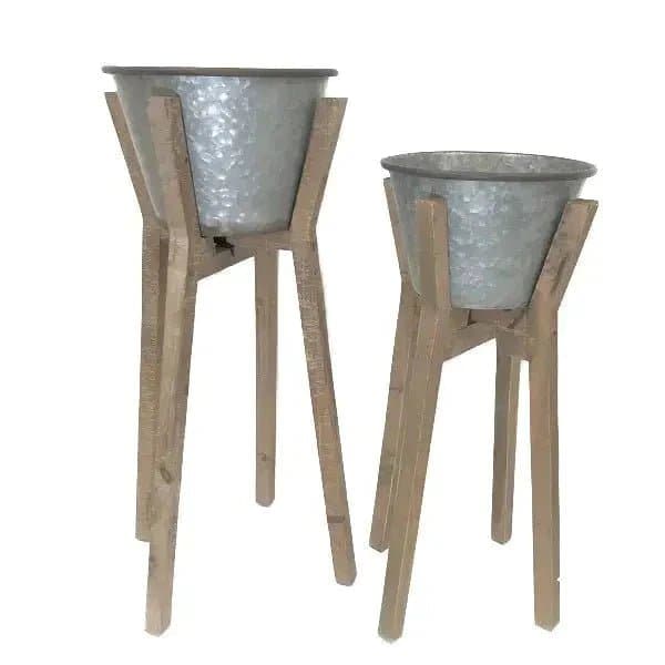 Flower Pot On Wooden Stand Set | Treasures of my HeART