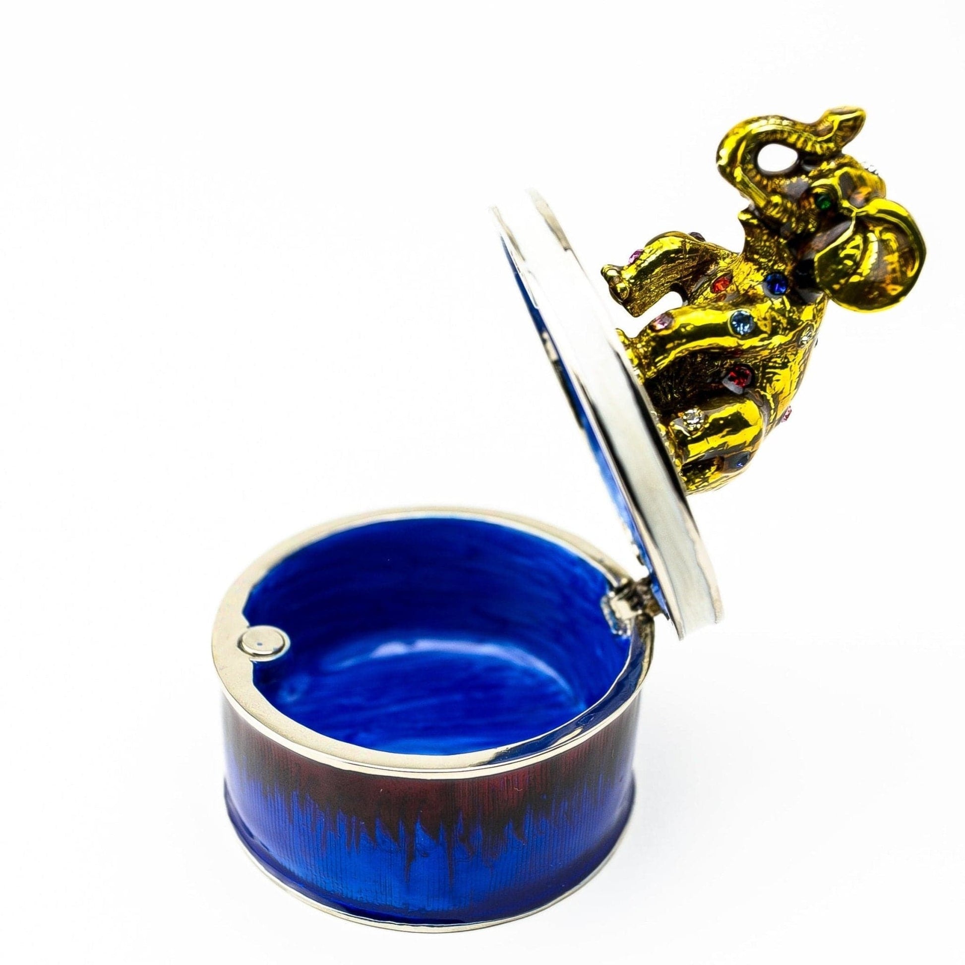 Gold Elephant on Blue Trinket Box | Treasures of my HeART