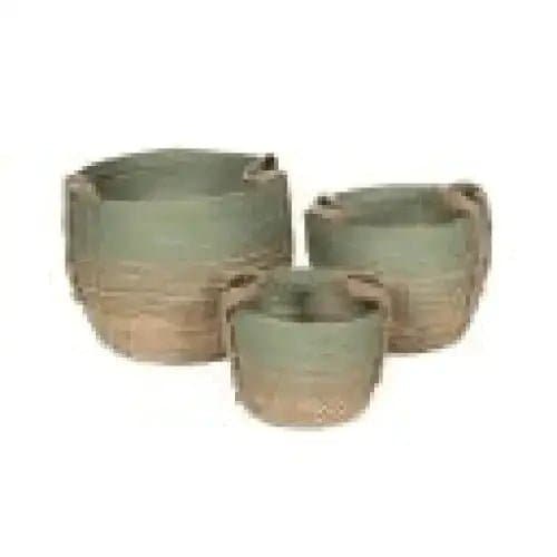 Green Handwoven Baskets Set Of 3 - Treasures of my HeART