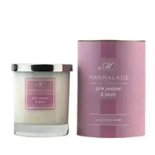 Pink Pepper And Plum Large Glass Candle - Treasures of my HeART