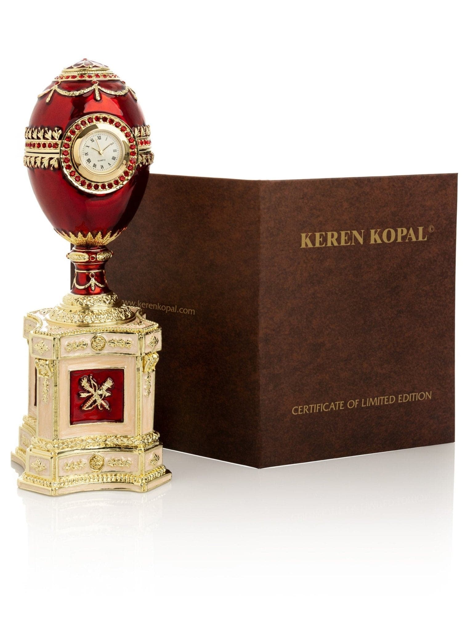 Red Faberge Egg with a Pearl and a Clock - Treasures of my HeART