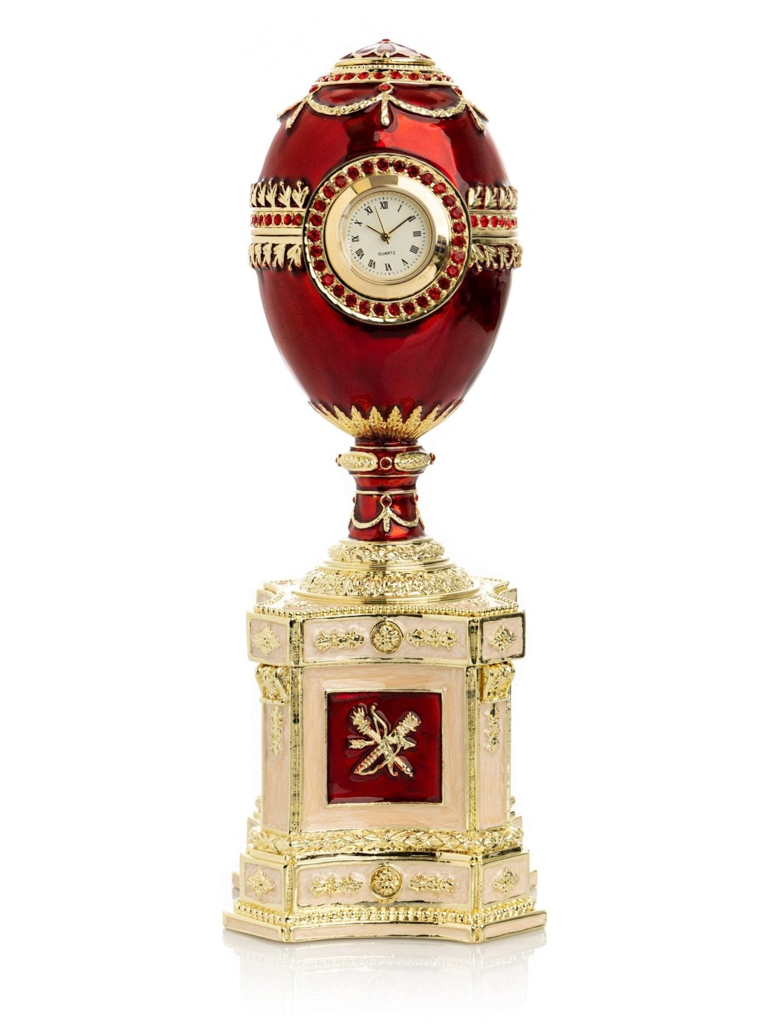 Red Faberge Egg with a Pearl and a Clock - Treasures of my HeART