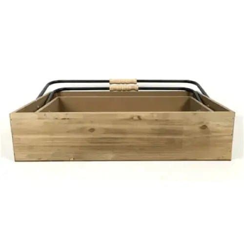 Set Of 2 Rustic Crates With Folding Iron Handle - Treasures of my HeART