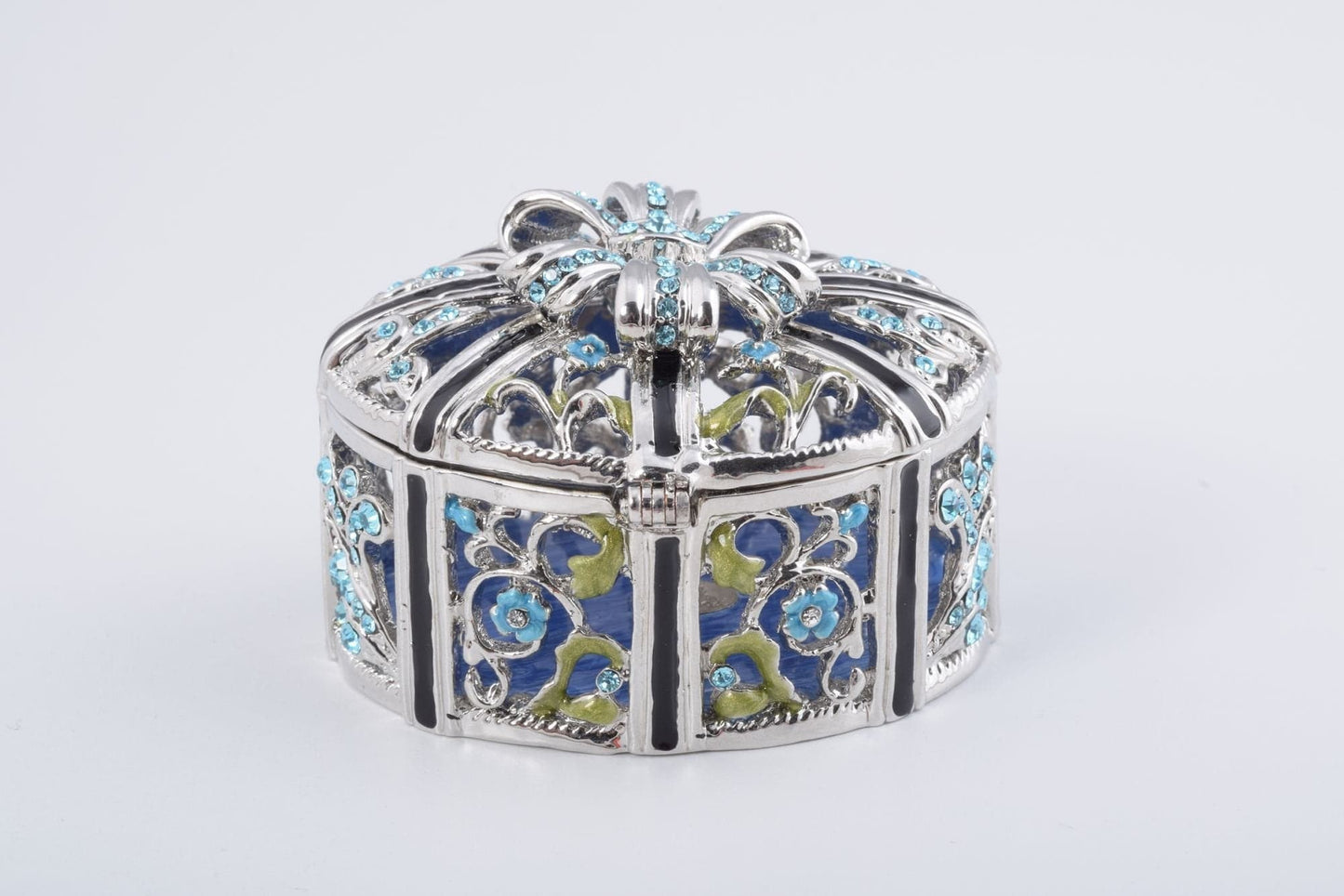 Silver Box with Blue Flowers - Treasures of my HeART