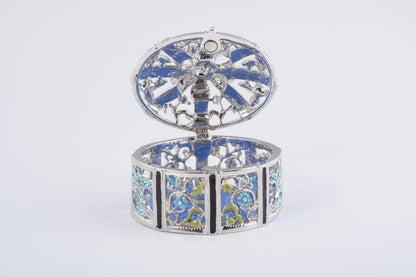 Silver Box with Blue Flowers - Treasures of my HeART
