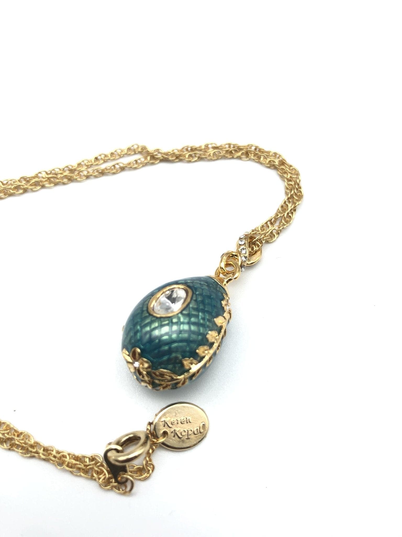 Teal Egg Pendant Gold Necklace - Treasures of my HeART