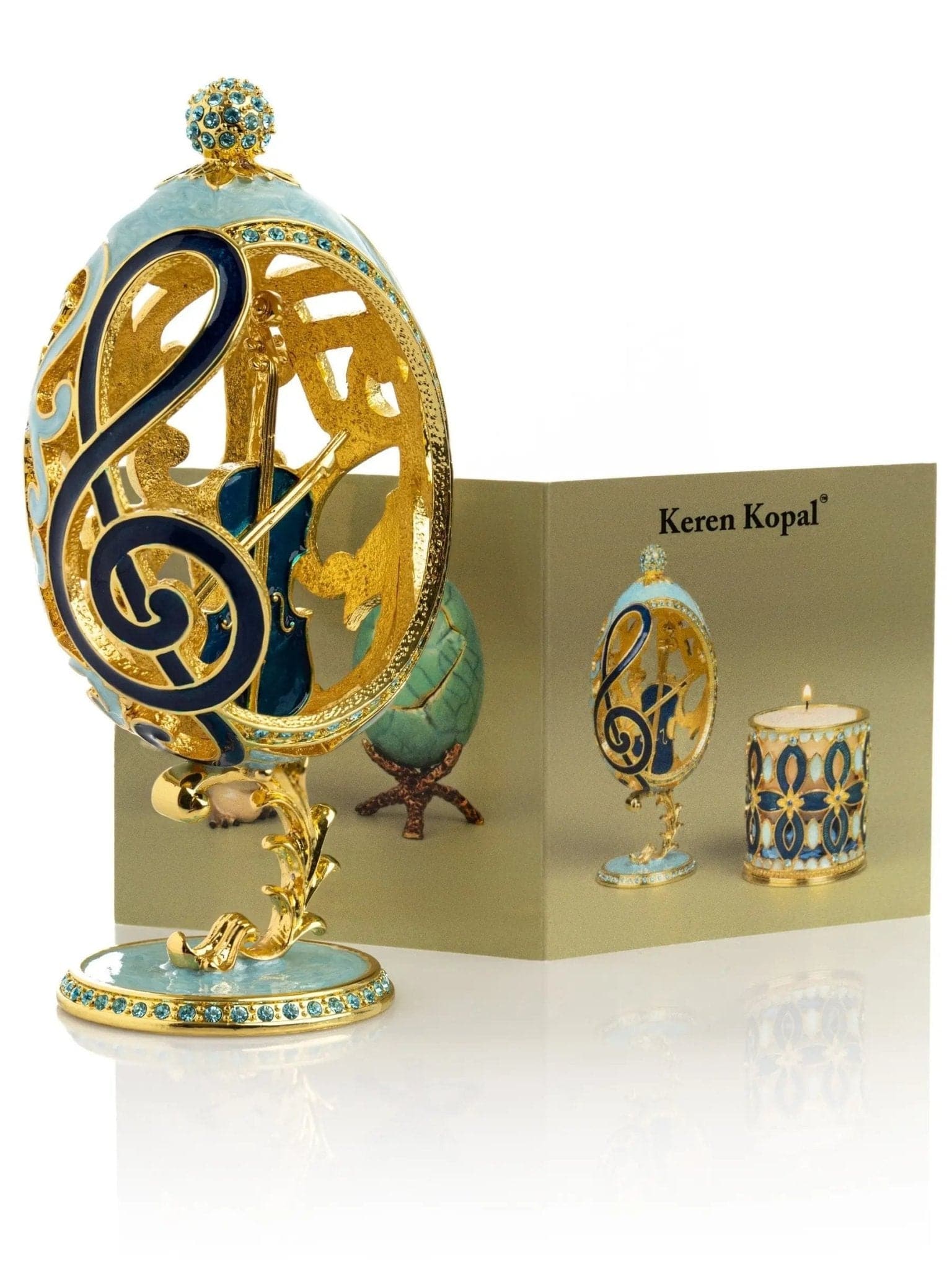 Treble Clef Faberge Egg with Violin Surprise - Treasures of my HeART
