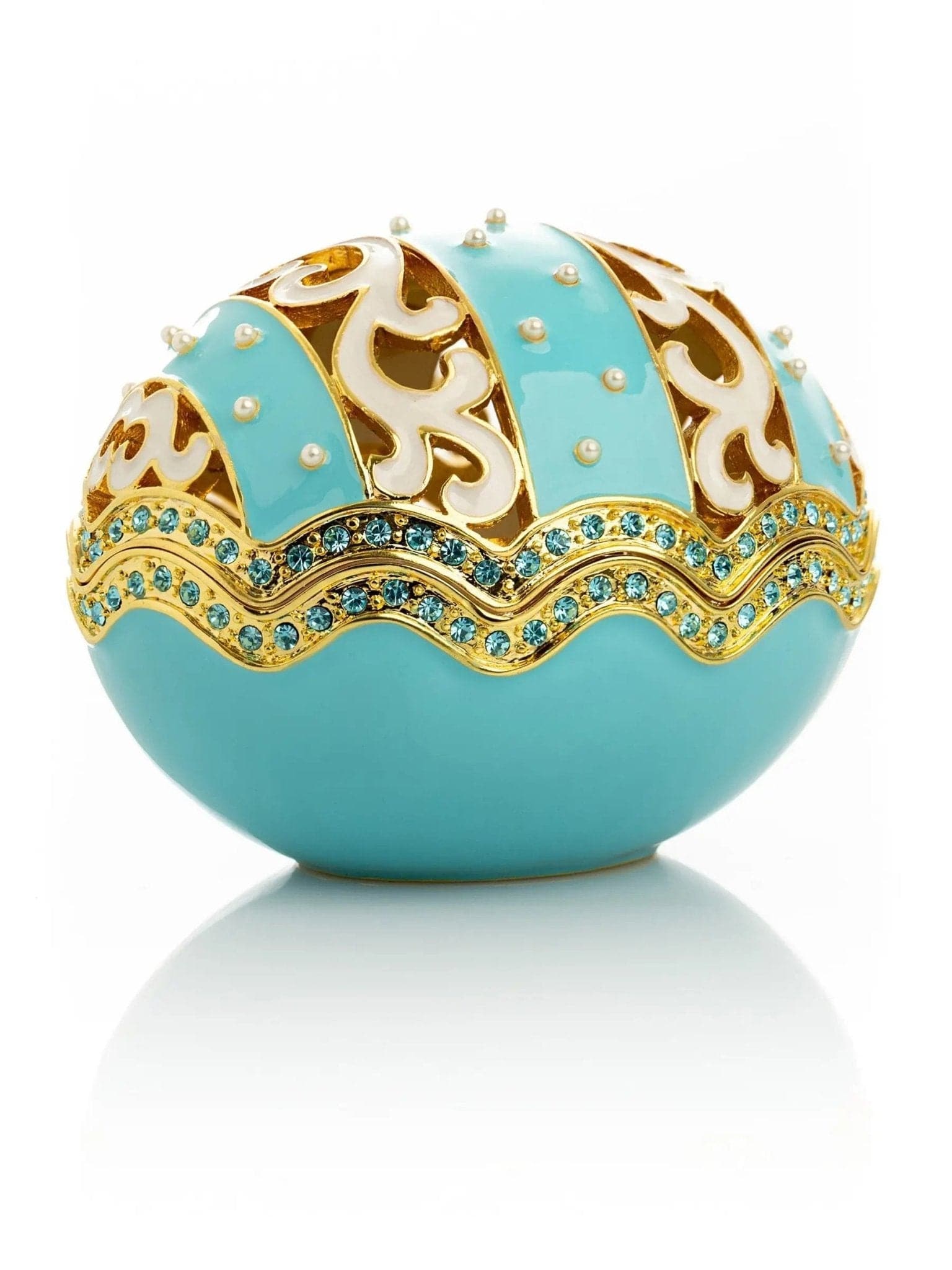 Turquoise Egg with pearls - Treasures of my HeART