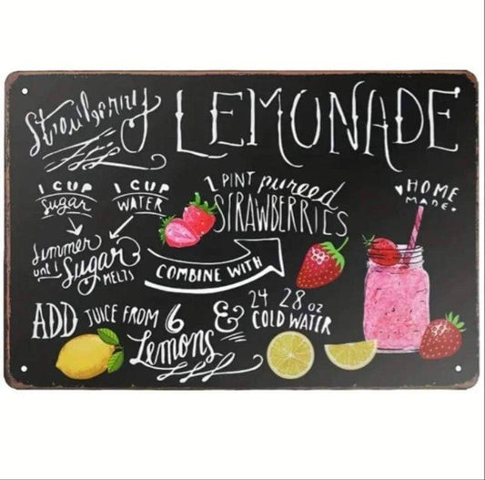 Wall Sign Retro Strawberry Lemonade | Treasures of my HeART