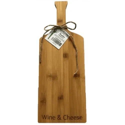 Wine Bottle Shaped Bamboo Cutting Board With "wine & Cheese" Design | Treasures of my HeART