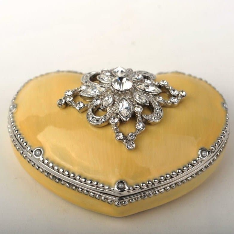 Yellow Heart Shaped Trinket Box - Treasures of my HeART
